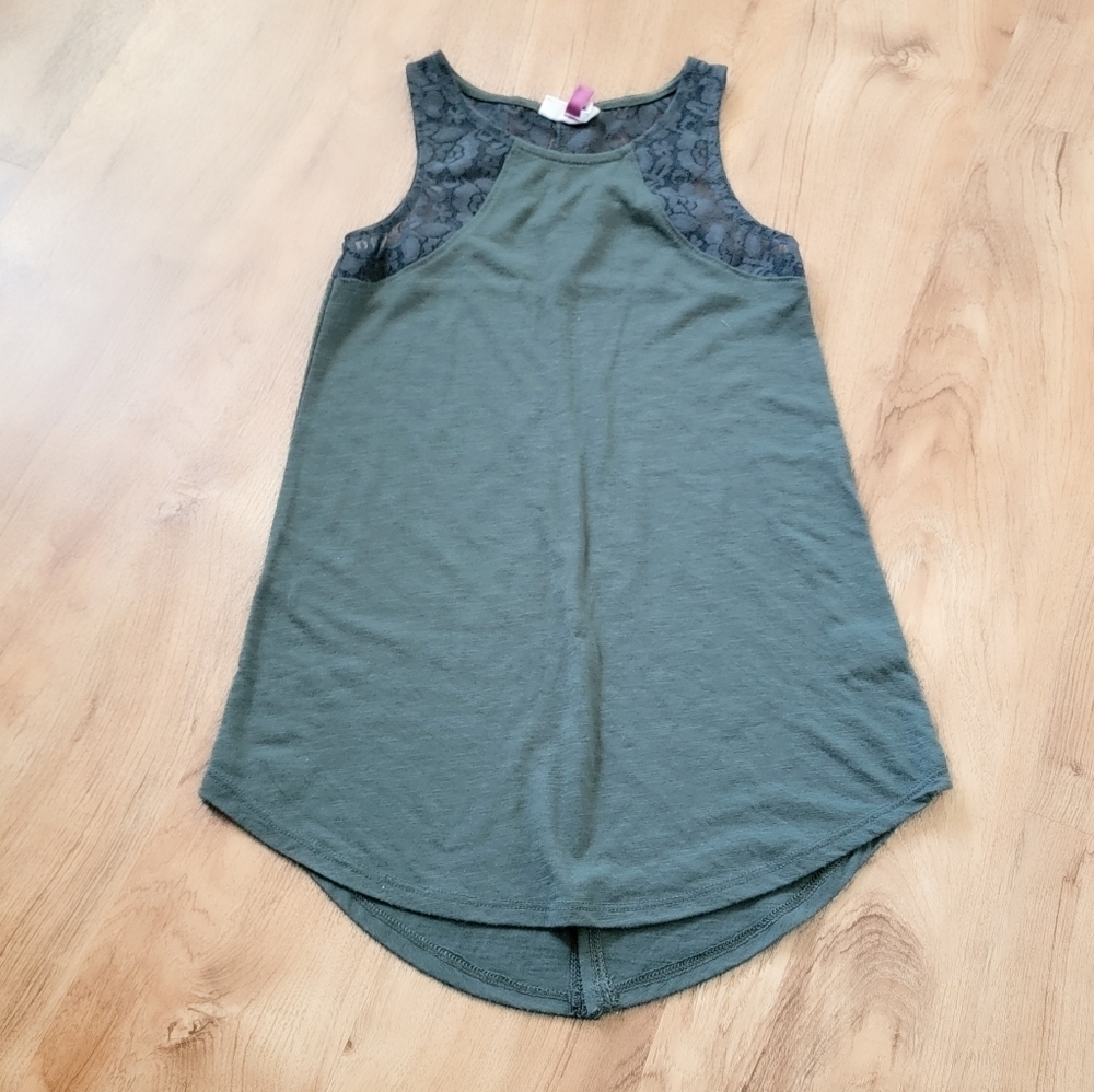SO Olive Green Tank with Lace Size XS